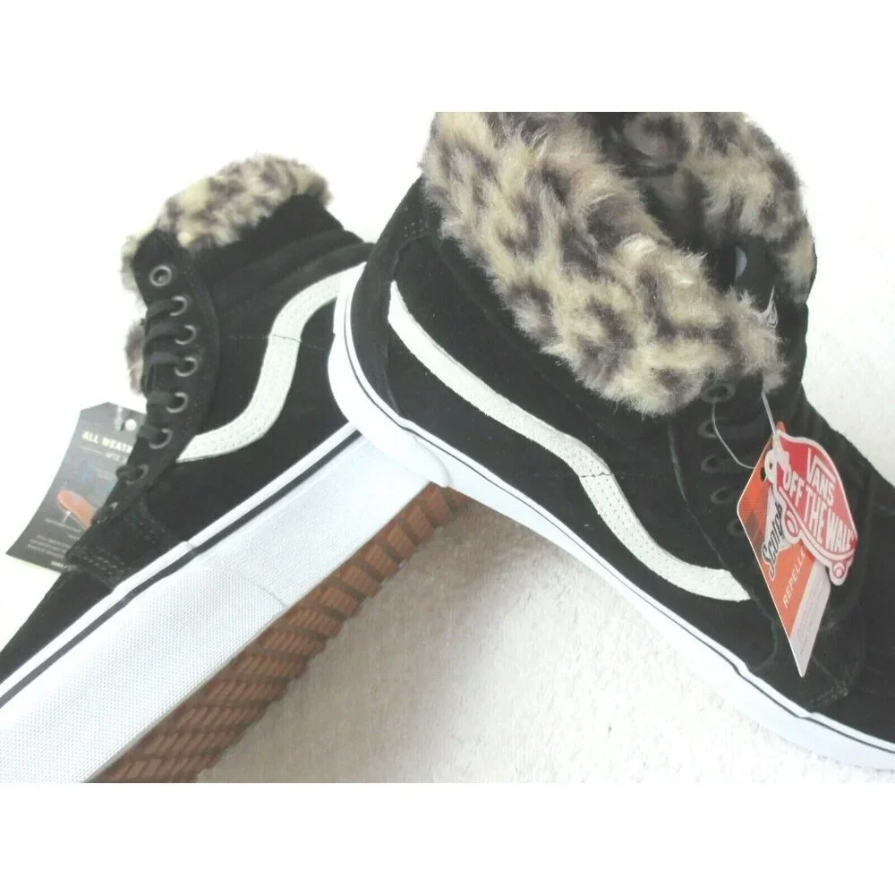 Vans Women's Sk8-Hi Platform MTE All Weather Suede Boots Black Leopard Size 5.5